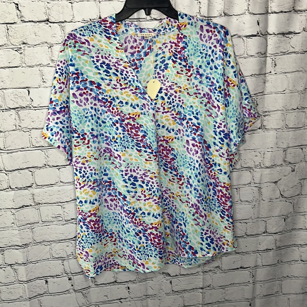 Jodifl Colorful Dot V-Neck Blouse - Picture 2 of 5